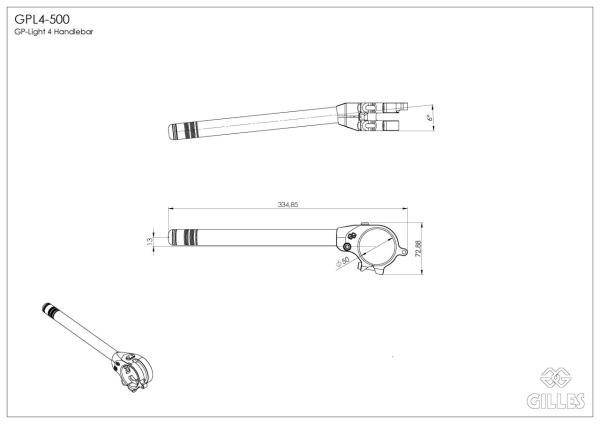 Lenker Stummel GP-LIGHT 4 500 schwarz Kawasaki/yamaha/Honda Universal